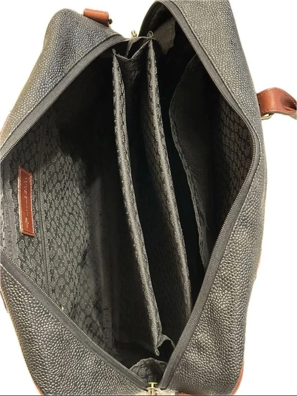 Mulberry Black Pebbled Leather Briefcase with Brown Trim
